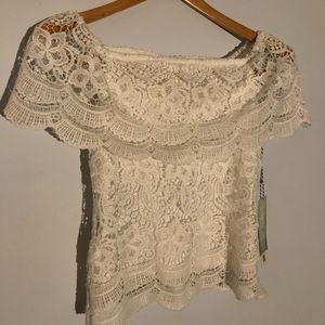 Lovely White Lace Top with Lacy Panelling
